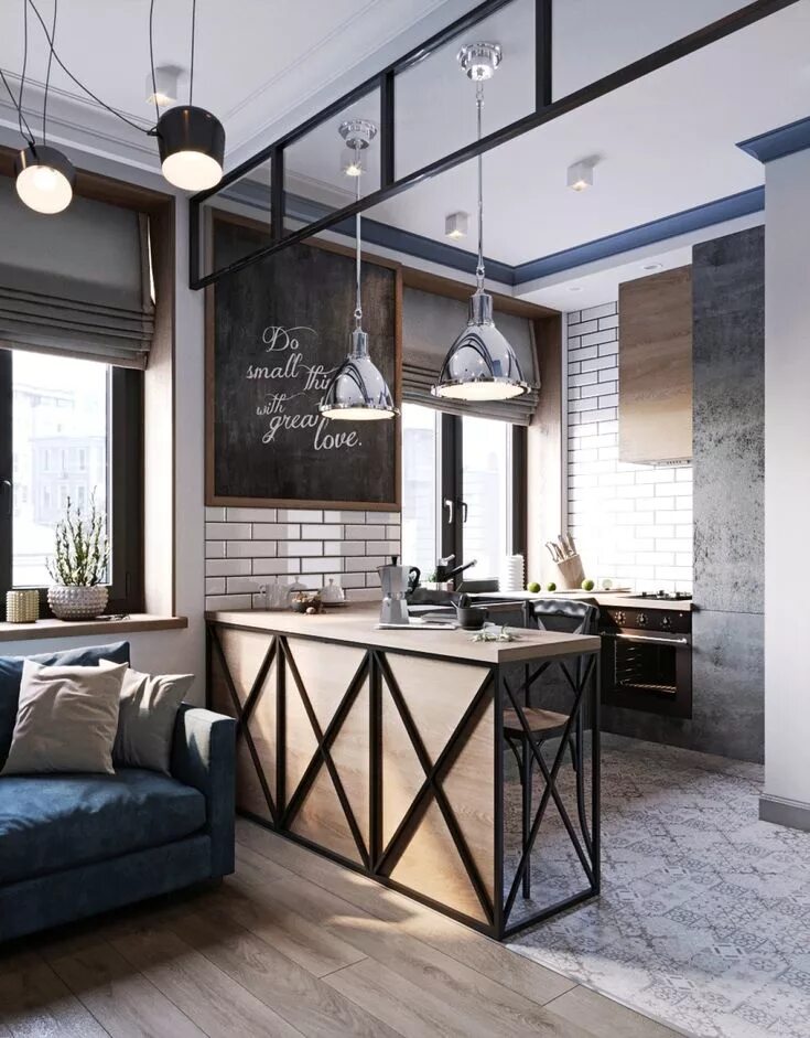 Кухня студия стиль лофт Soft Loft Industrial home design, Home room design, Interior design kitchen