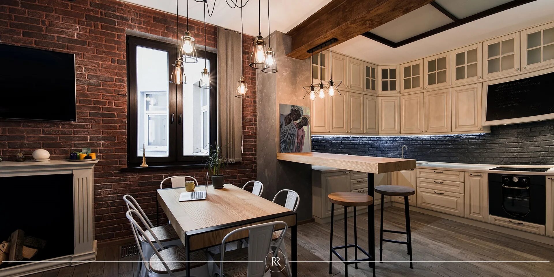 Кухня студия стиль лофт Loft "NYC in Kyiv" :: Behance