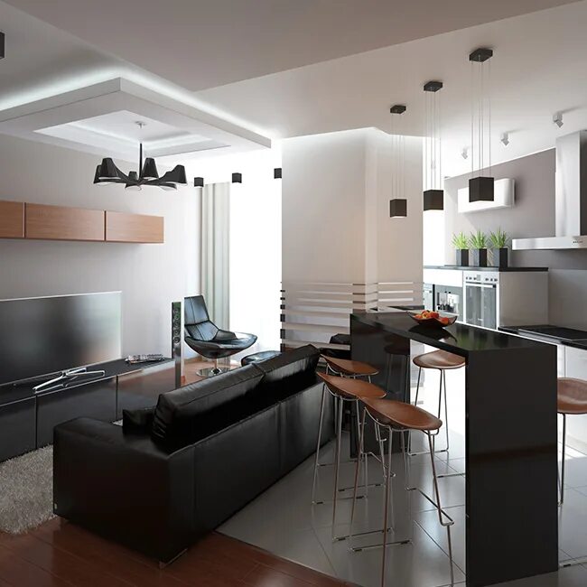 Кухня студия в доме дизайн фото Жилая квартира с бассейном - Интерьер-студия ДЕКО