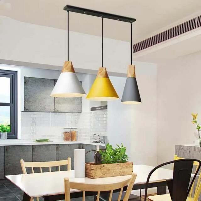 Кухня светильники интерьер фото Online Shop Modern Pendant Light Aluminum Wooden Pendant lamp living Dinning roo