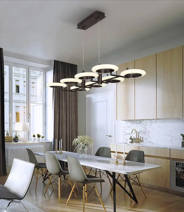 Кухня светильники над столом фото Купить Круглый светодиодный светильник с 8 головками, современный акриловый подв