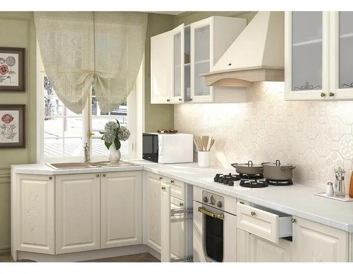 Кухня светлая мебель фото Кухня Версаль ваниль софт купить в Краснодаре - МебельПик