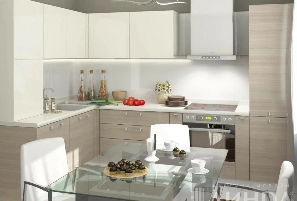 Кухня светлая угловая современная фото Кухня модерн 98 заказать недорого в Москве - 1Кухонный