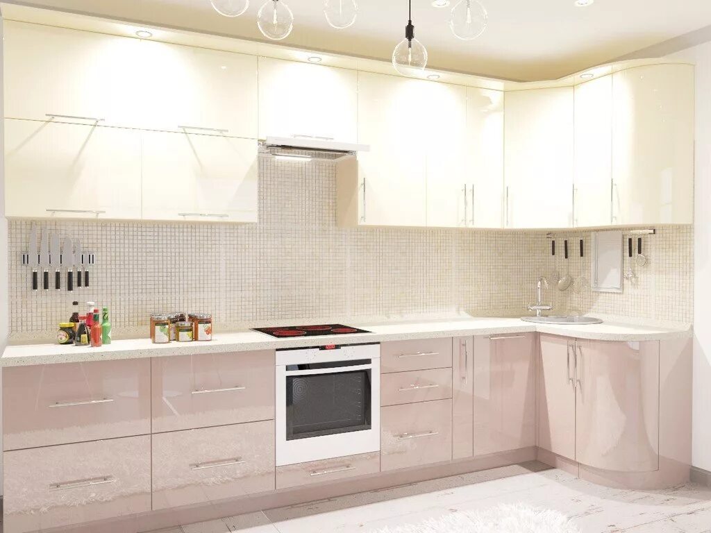 Кухня светло бежевая фото Кухня с фасадами МДФ в пленке ПВХ - свойства, основные плюсы и минусы фасадов, ф