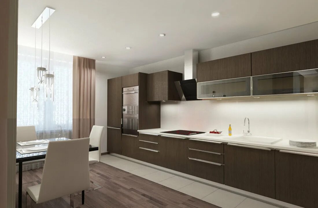 Кухня светло коричневого цвета в интерьере Бело-коричневая кухня