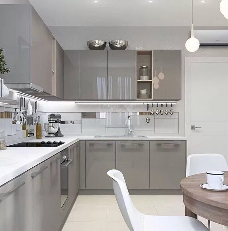 Кухня светло серого цвета в интерьере Pin on Cozinha - Kitchen Kitchen cabinets color combination, Kitchen interior, M