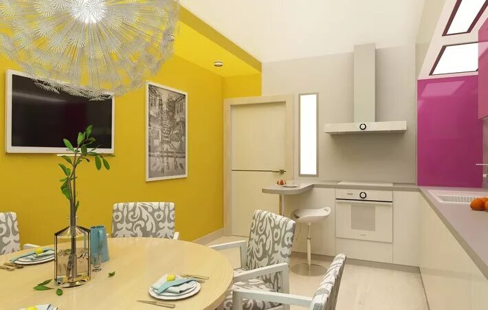 Кухня светло желтые стены в интерьере Проект: Квартира на Овражной, автор Мария Малышкина Mango на Vivbo.ru
