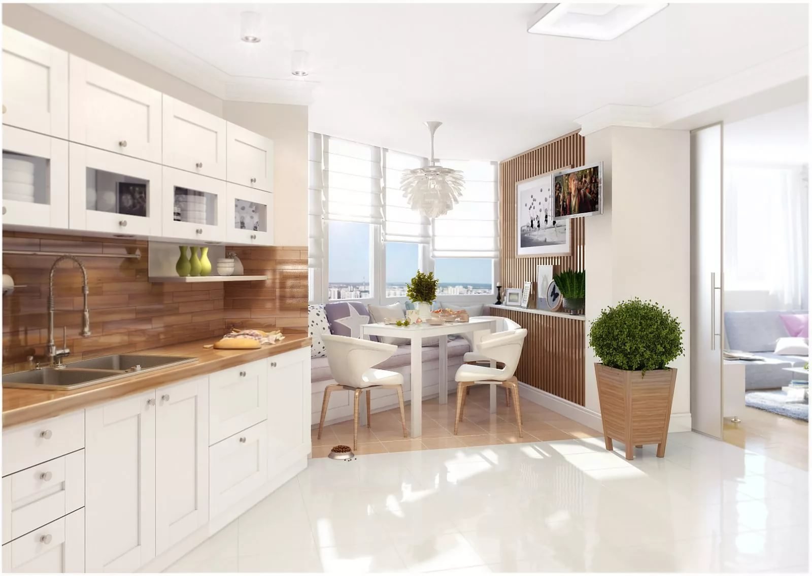 Кухня светлое дерево в интерьере фото Дизайн светлой кухни - 35 фото