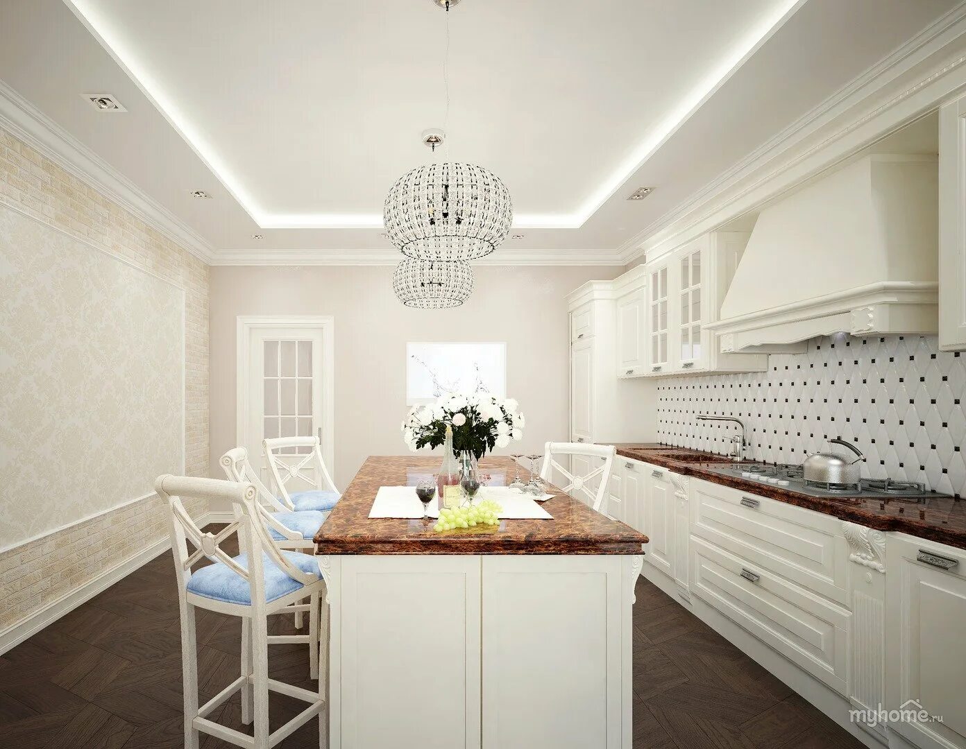 Кухня светлые обои фото Обои для кухни дизайн интерьера со светлым - фото