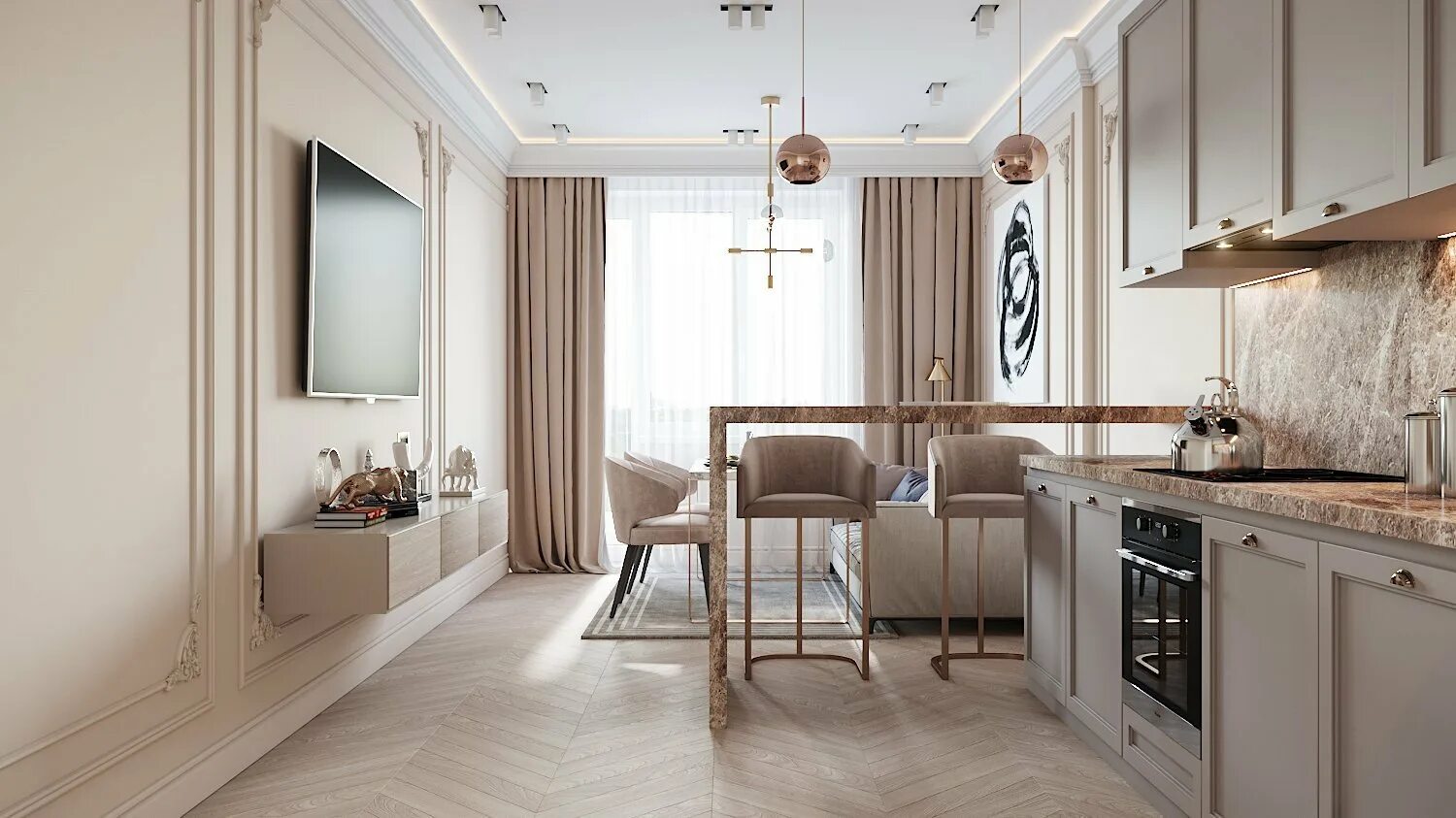 Кухня светлые тона современный дизайн интерьера Кухня в нюдовых тонах - 68 фото