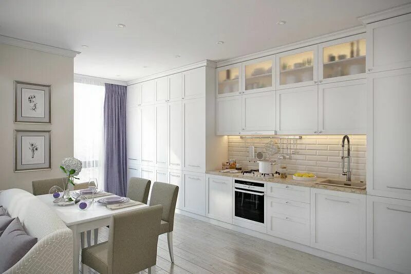 Кухня светлые тона современный дизайн интерьера На данном изображении может находиться: стол, гостиная и в помещении Studio inte