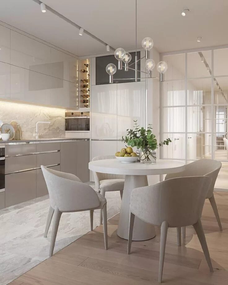 Кухня светлые тона современный дизайн интерьера Начнем утро с вкусной кухни в кремово-кофейных оттенках! А вам нравится такая па