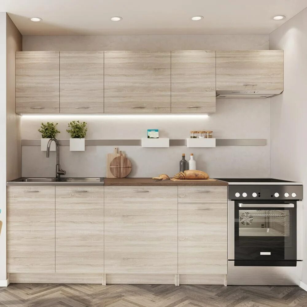 Кухня светлый дуб в интерьере Кухня дуб циннамон в интерьере - 90 фото