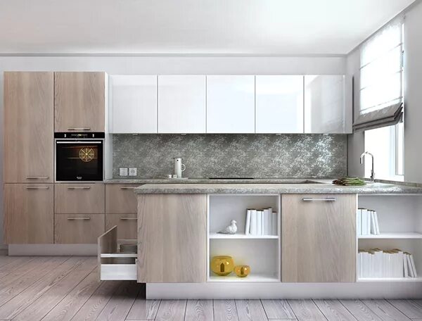 Кухня светлый дуб в интерьере The fusion kitchen concept for EVISA на Behance