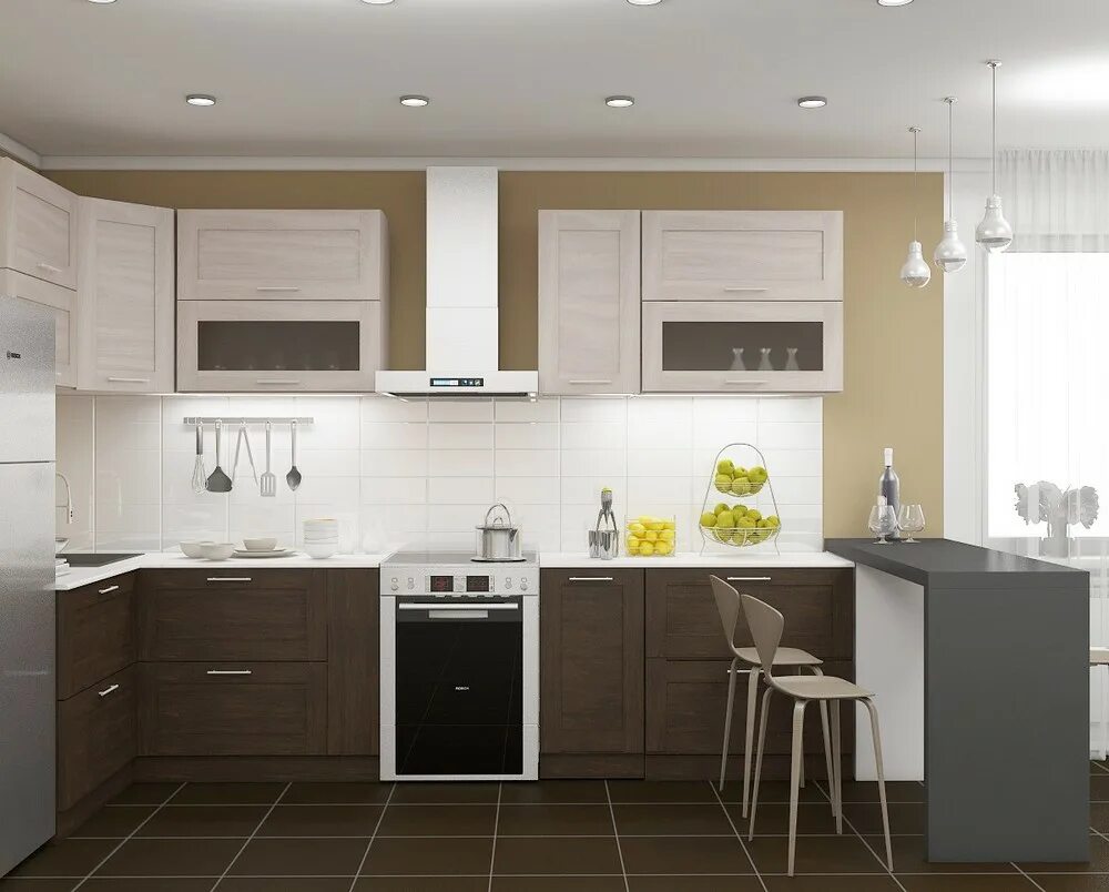 Кухня светлый верх темный низ в интерьере Кухня "Келли" темная на заказ по индивидуальным размерам ✔ Divlada