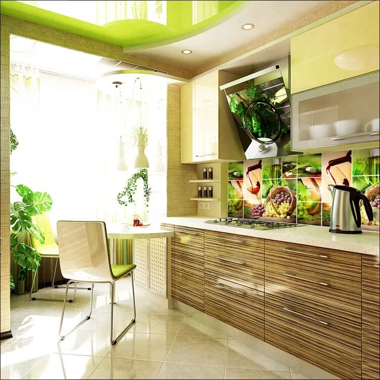 Кухня светлый зеленый фото Кухонный фартук 390 Массандра - купить в Москве, цены в интернет-магазине Перест