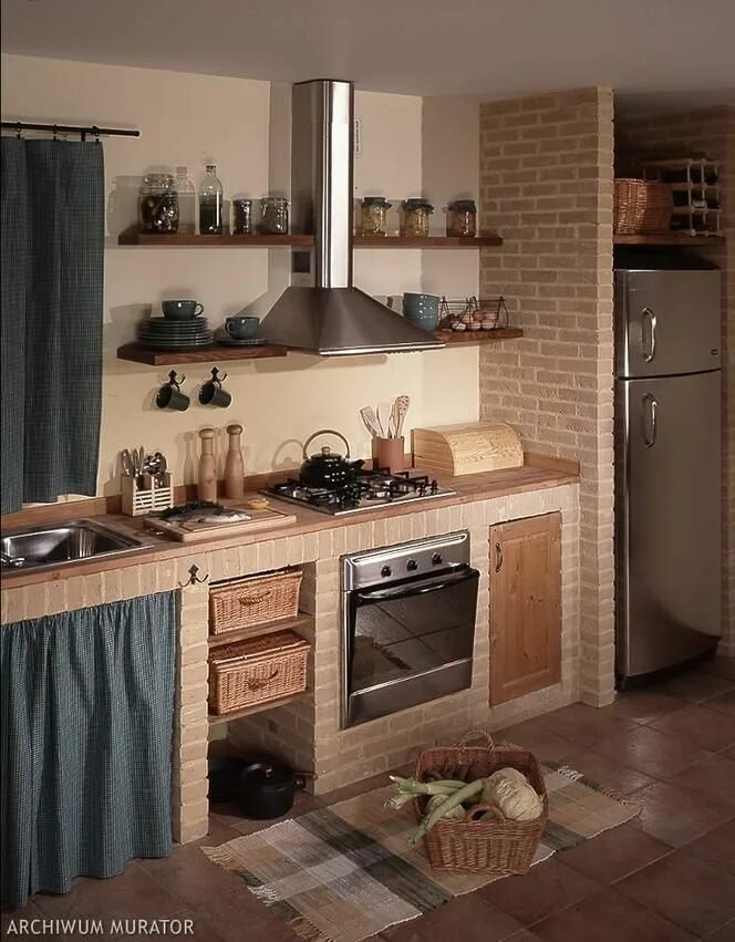 Кухня своими руками фото дизайн Dom letni, dacza, domek letniskowy - kuchnia murowana Kitchen furniture design, 