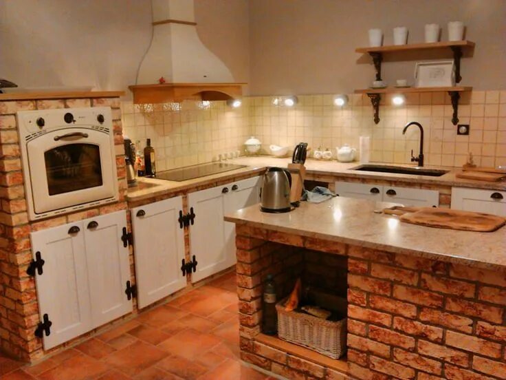 Кухня своими руками фото варианты отделки Kuchnia klasyczna homify Brick kitchen, Interior design kitchen, Rustic kitchen