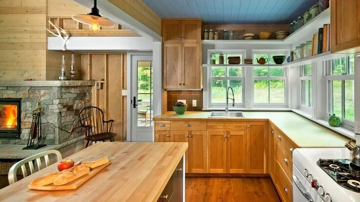 Кухня своими руками фото варианты отделки Look We Love: Plank Ceilings Plank ceiling, Farmhouse kitchen, Shed tiny home