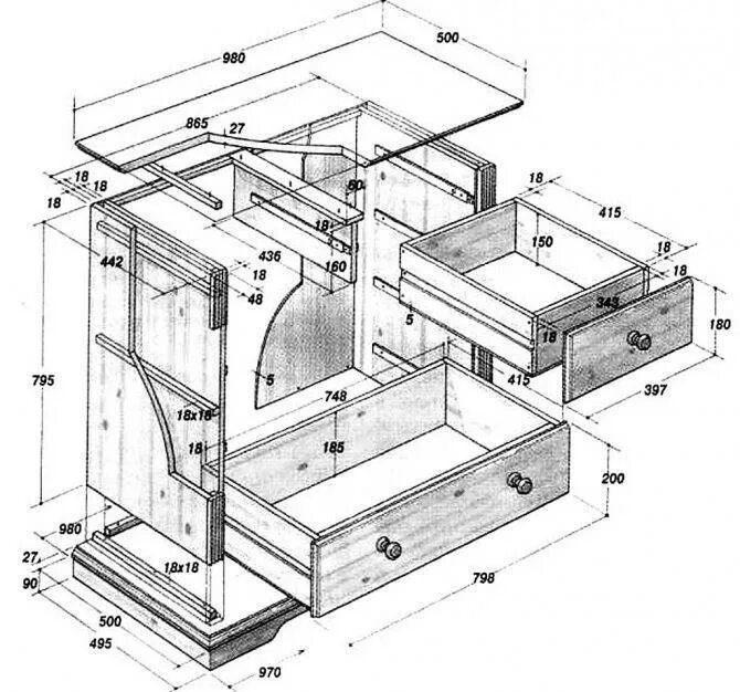 Кухня своими руками из дерева чертежи Кухонная мебель своими руками: рекомендации по проектированию, сборке и реставра