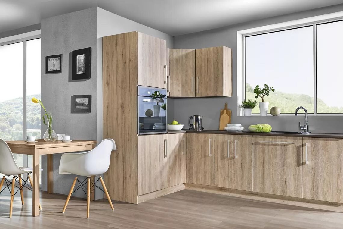 Кухня цвет дуб в интерьере Дуб сонома эггер фото Molot-Club.ru