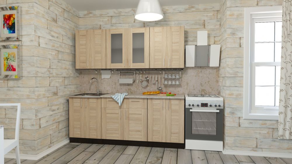 Кухня цвет дуб в интерьере Кухонный гарнитур Ника ультра 2000 купить по выгодной цене в интернет-магазине O