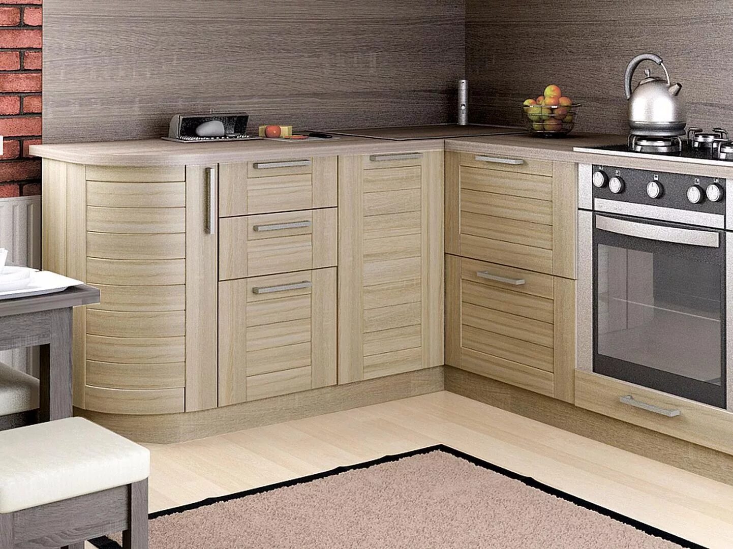 Кухня цвет дуб в интерьере Модульная кухня Анастасия, Сонома