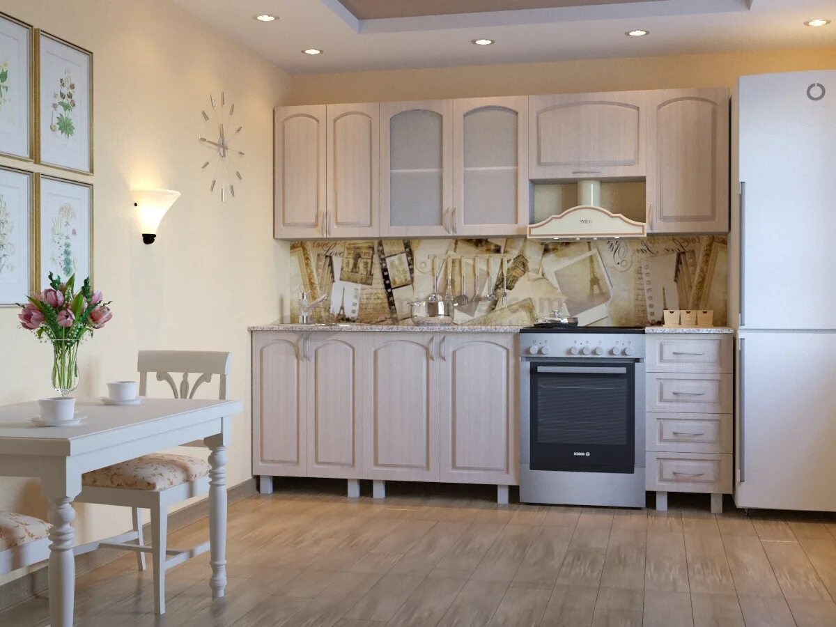 Кухня цвет дуб в интерьере фото Кухня беленый дуб в интерьере: описание и примеры удачных цветовых сочетаний, фо