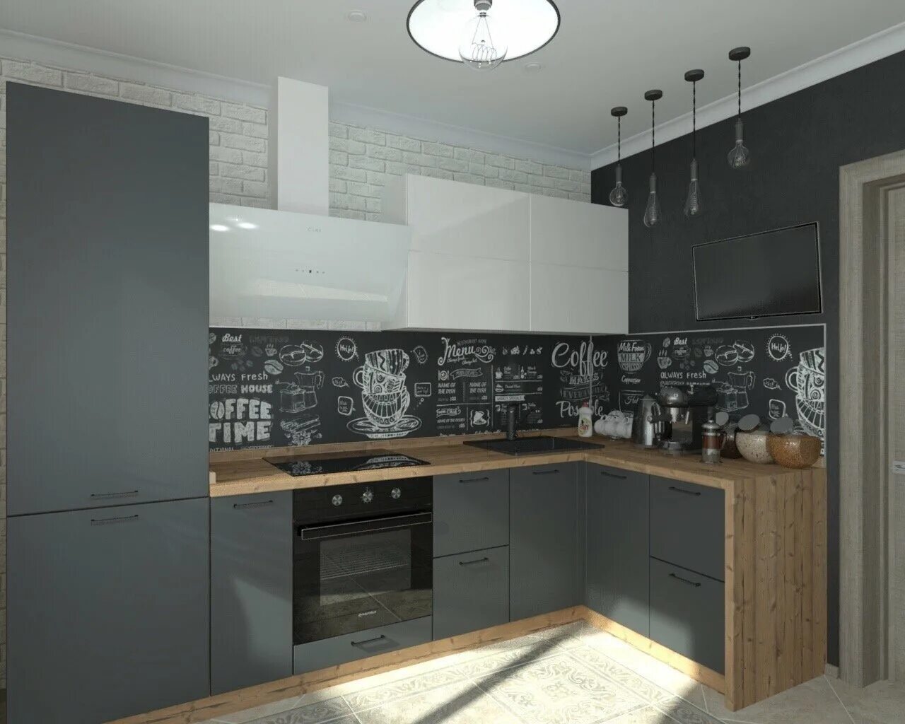 Кухня цвет графит фото в интерьере Кухонный гарнитур графит - 75 фото