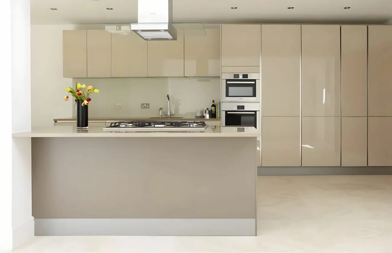 Кухня цвет кашемир матовая фото в интерьере Кухня акрил Гея