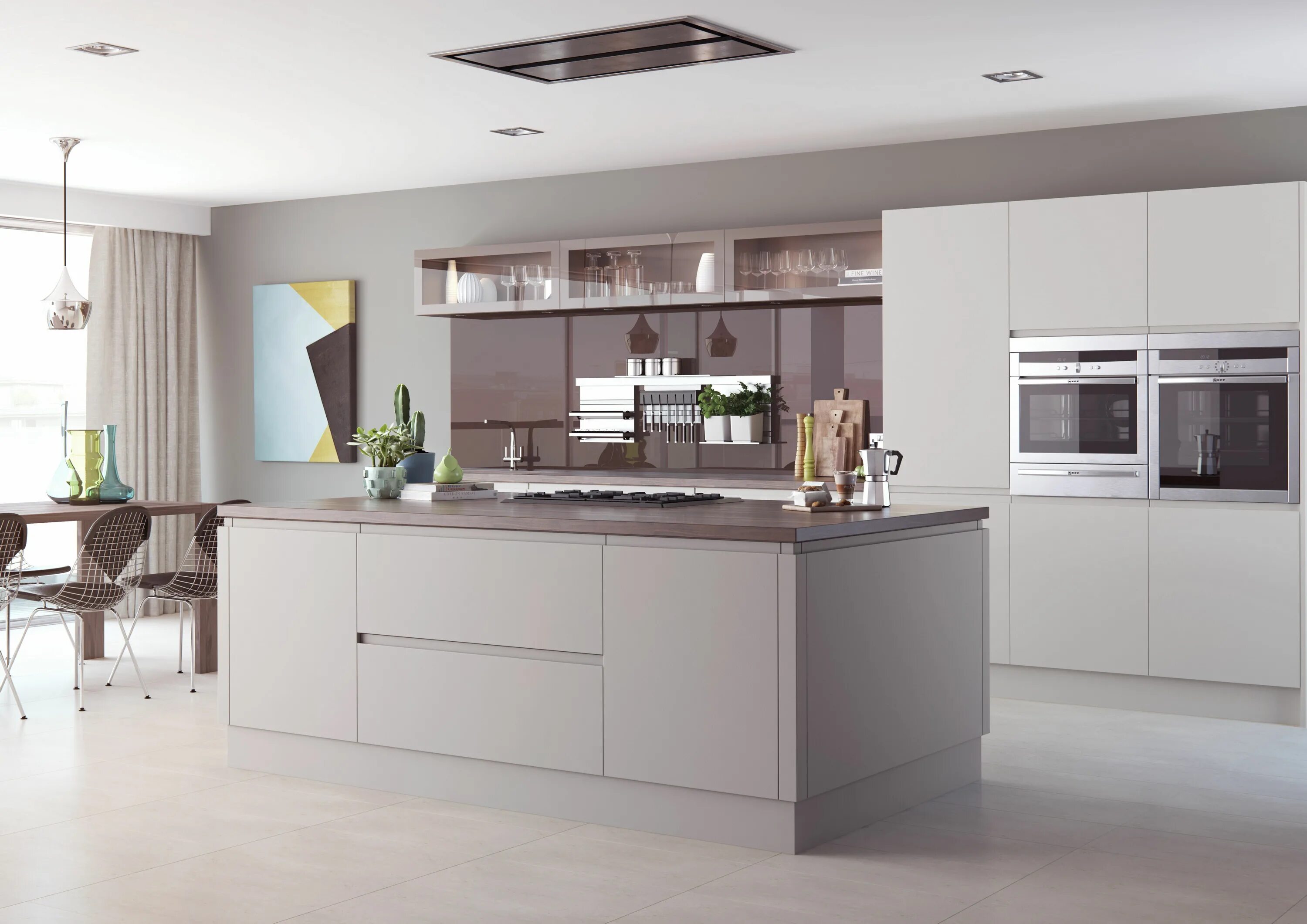 Кухня цвет кашемир матовая фото в интерьере Handleless Cashmere Matt Arquitetura