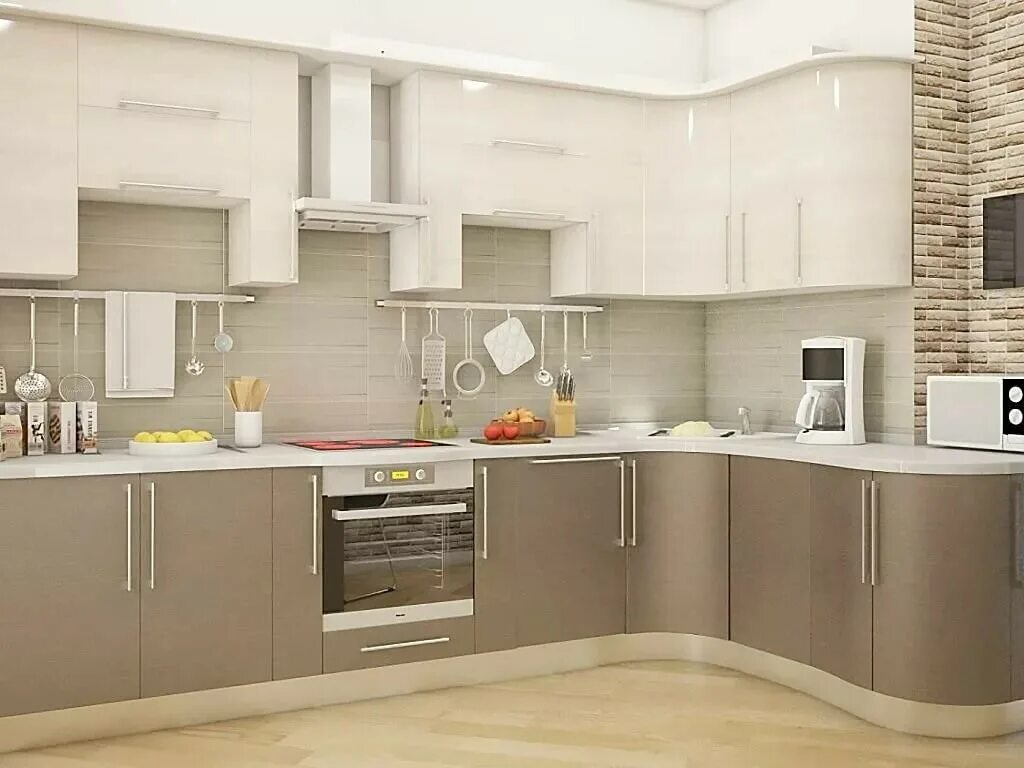 Кухня цвет кофе с молоком фото Кухня PL 062 заказать недорого в Москве - 1Кухонный