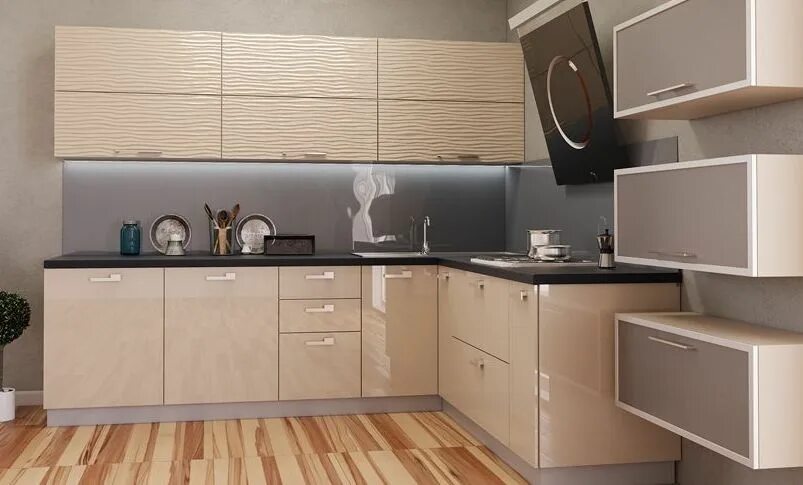 Кухня цвет латте матовый в интерьере фото Кухня цвета шампань Майя Корпусная и кухонная мебель на заказ по низким ценам в 