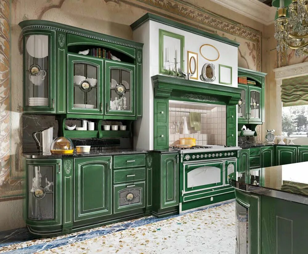 Кухня цвет малахит фото в интерьере GOLD ELITE HOME CUCINE: Итальянская кухня Gold Elite фабрики Home Cucine (Голд Э