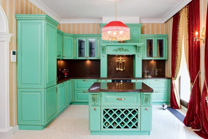 Кухня цвет малахит фото в интерьере Классическая кухня 020 - Студия мебели "Мастер", Уфа