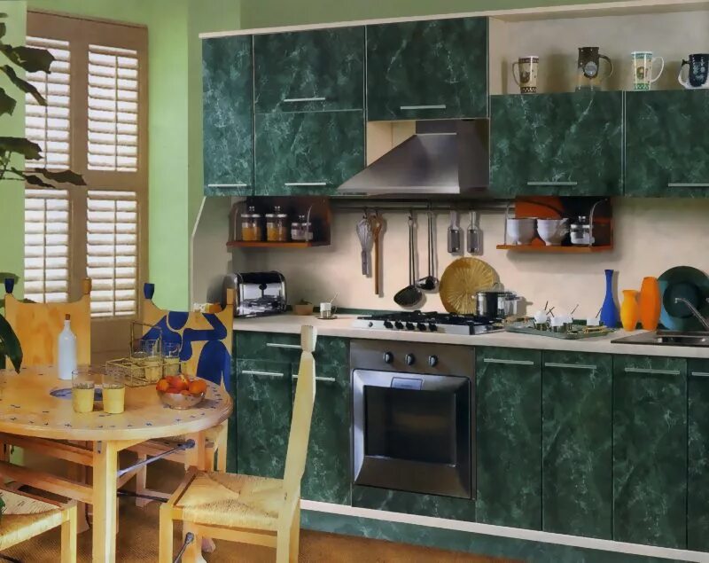 Кухня цвет малахит фото в интерьере Кухонный гарнитур цвета малахит фото EcoDM.ru
