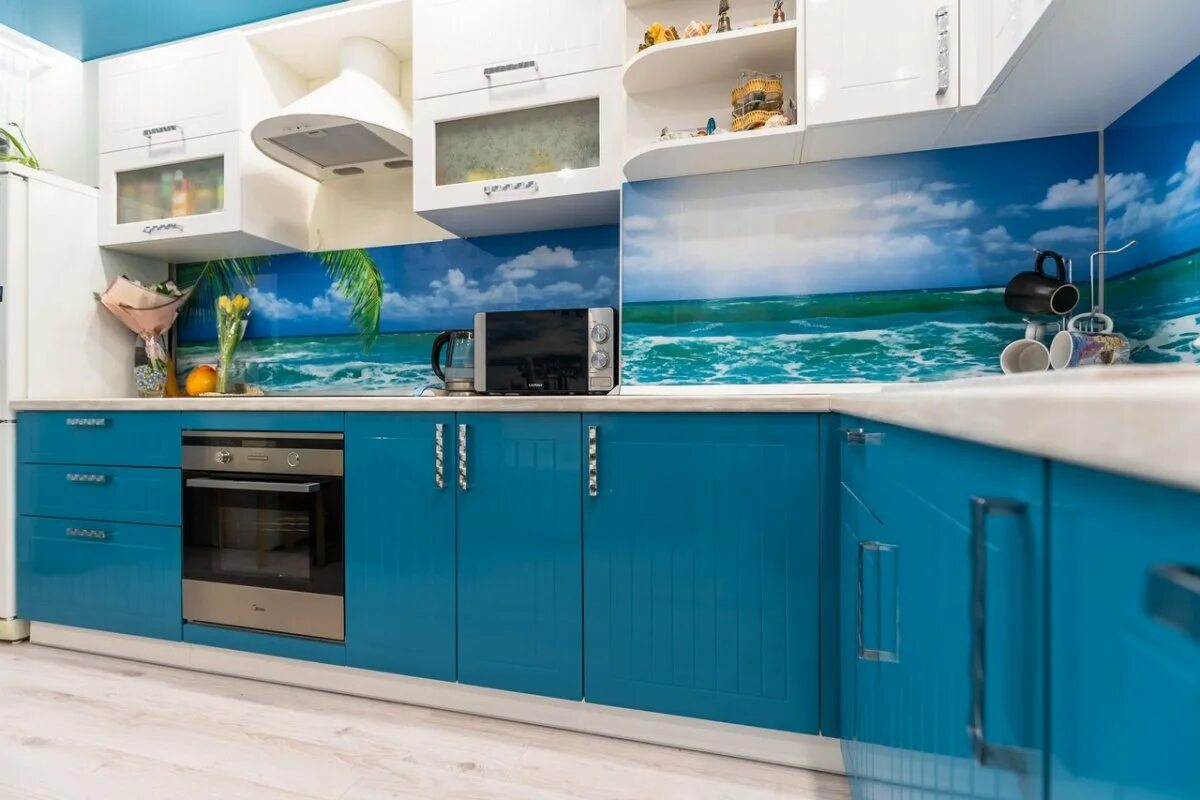 Кухня цвет морской волны фото Кухня цвета морской волны - 65 фото