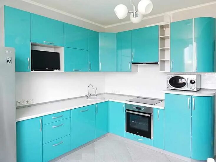 Кухня цвет морской волны фото Бело бирюзовая кухня фото - DelaDom.ru