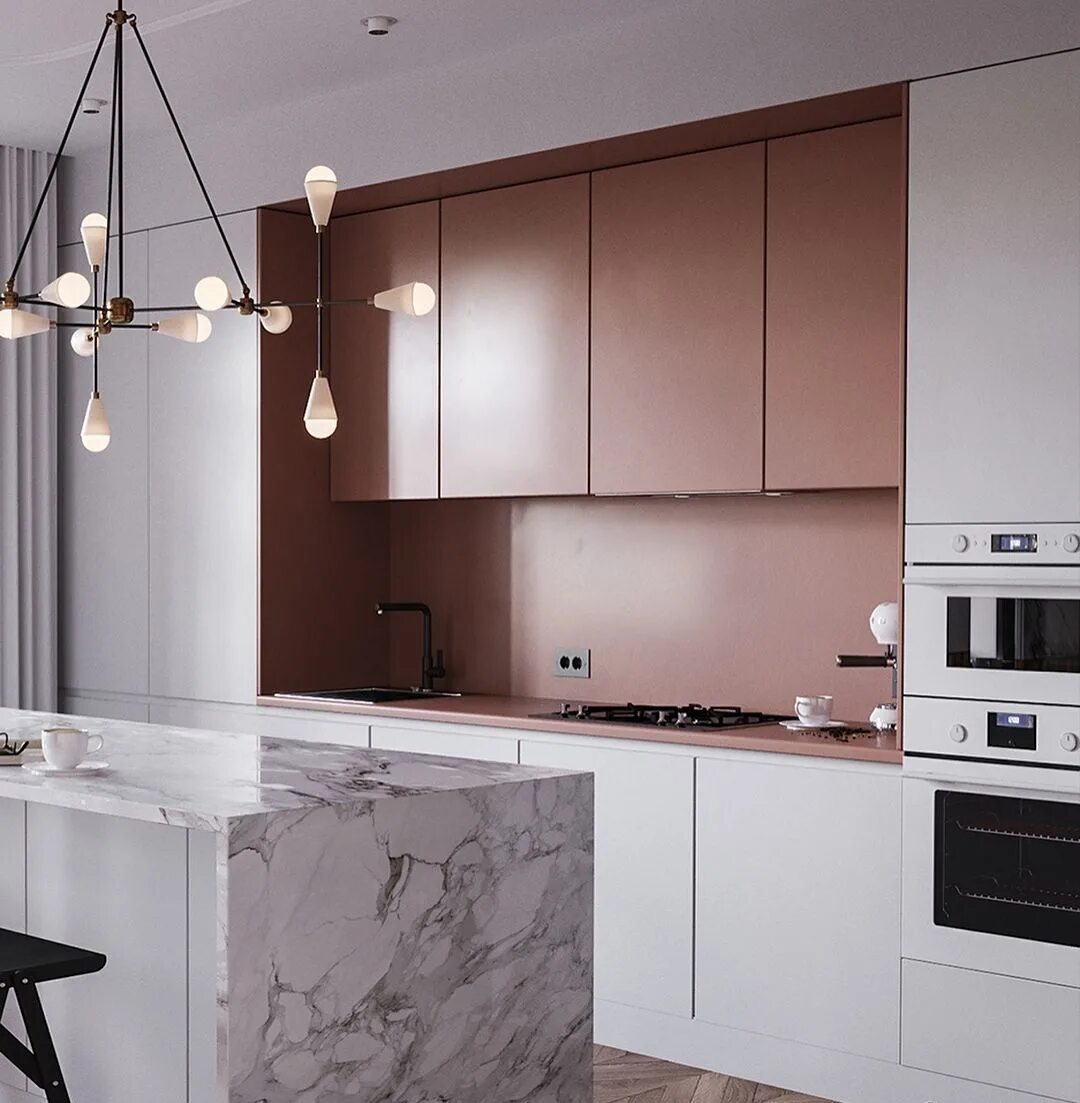 Кухня цвет пудра матовая фото в интерьере Кухня 109: найдено 89 картинок