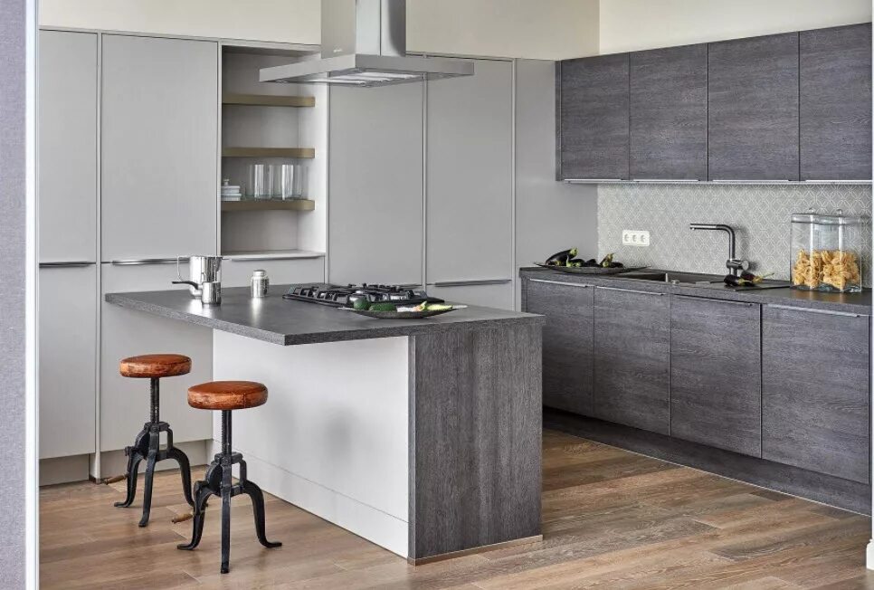 Кухня цвет серое дерево фото Серая кухня: лучшие фото и варианты сочетания цветов - IconInteriors