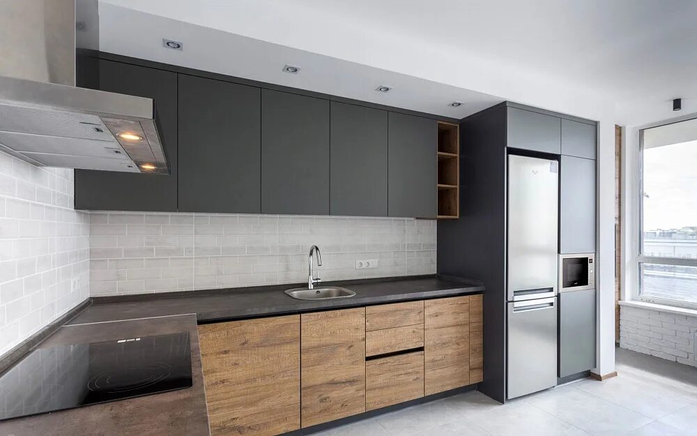 Кухня цвет серое дерево фото Кухня цвет Графит. Фото выполненного проекта