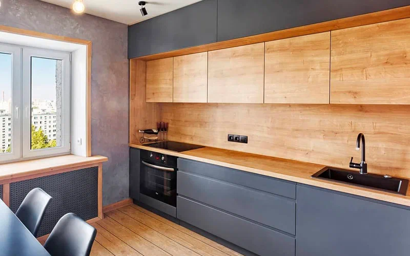 Кухня цвета дерева в интерьере Кухонный вопрос: какие тенденции на 2022 год наметились в дизайне кухни - детали