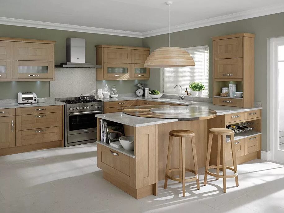 Кухня цвета дерева в интерьере Extraordinary Light Oak Wooden Kitchen Designs : Extraordinary Light Oak Wooden 
