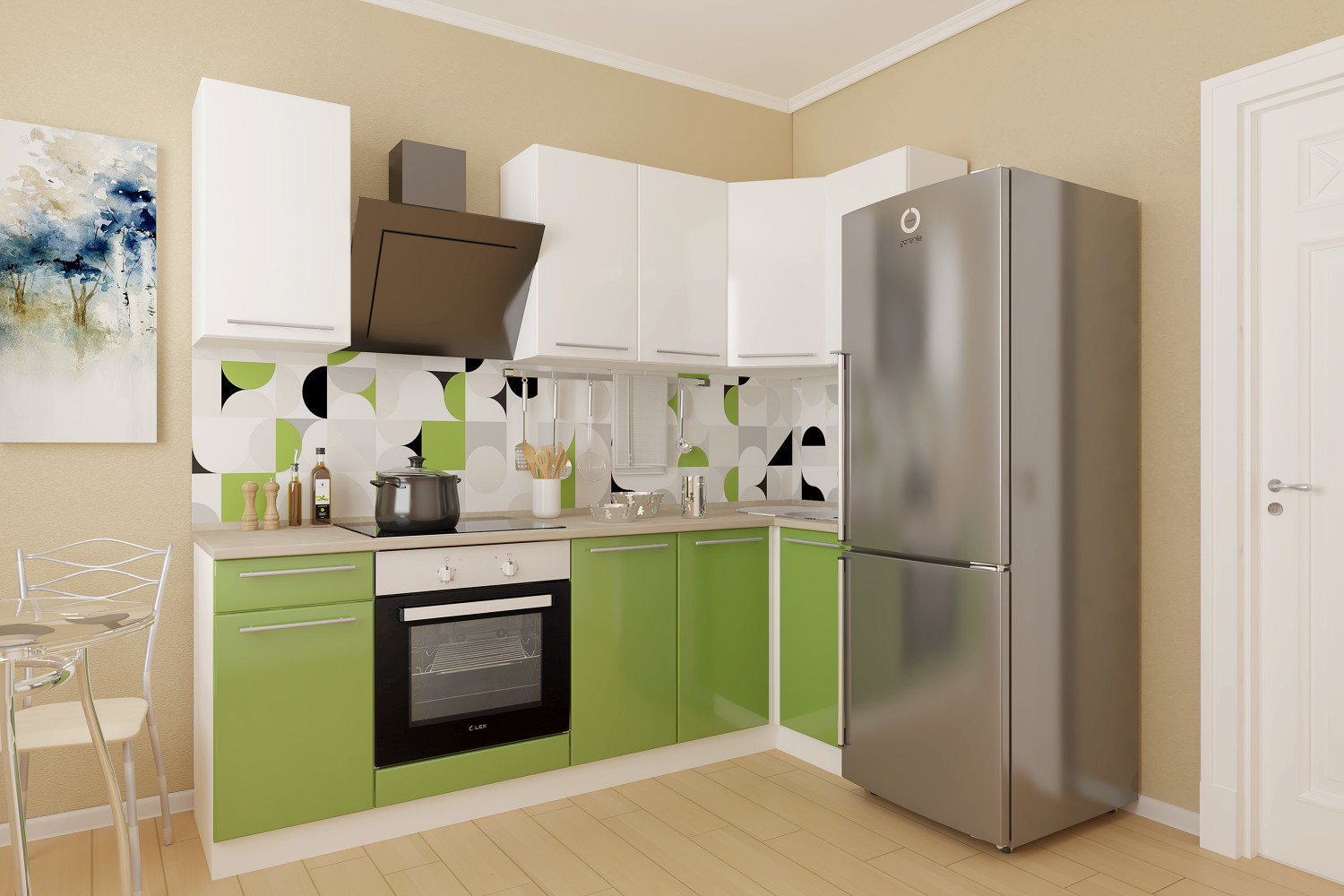 Кухня цвета эвкалипт в интерьере фото Кухня Модерн 2400х1000 - купить по выгодной цене КупиМебель