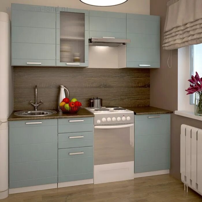Кухня цвета эвкалипт в интерьере фото Кухонный гарнитур, 1900 мм, цвет Тополь Скай, Модерн (2226341) - Купить по цене 