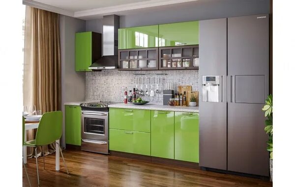 Кухня цвета эвкалипт в интерьере фото Кухонный гарнитур Эвкалипт-2 2,0м (Эвкалипт глянец (Антарес)) купить по выгодной