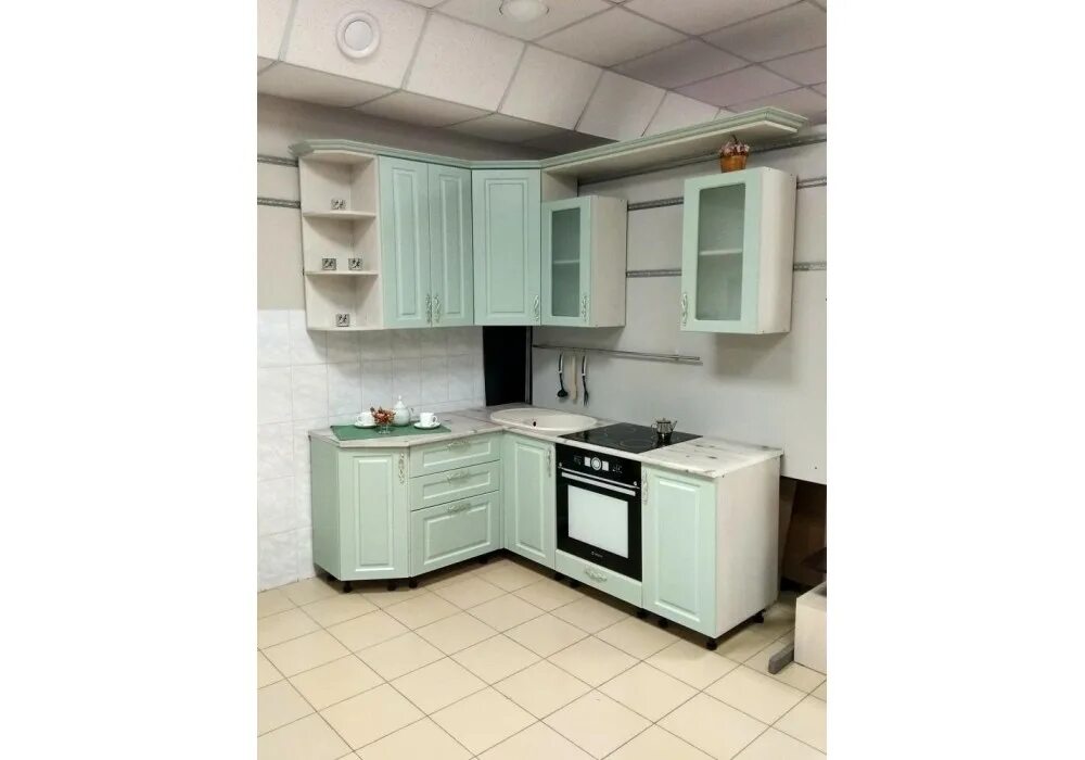 Кухня цвета эвкалипт в интерьере фото Кухня МДФ Неоклассика купить в магазине Дешевая мебель ТУТ