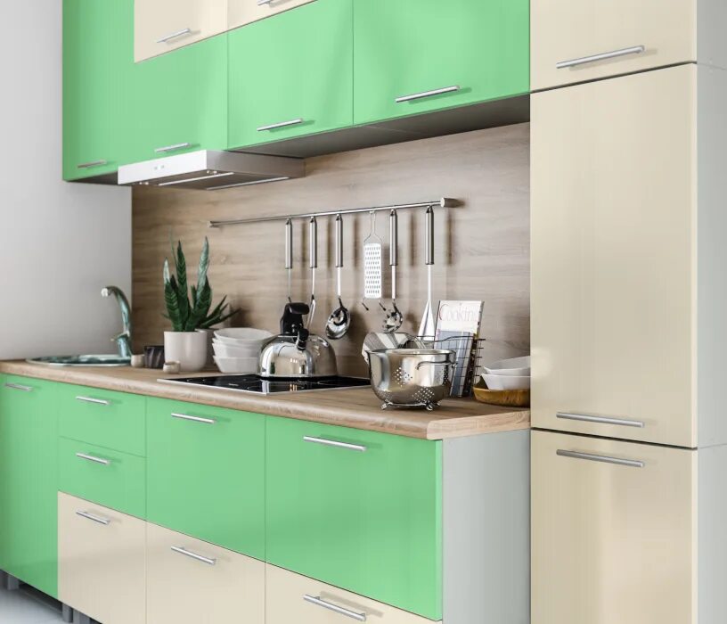 Кухня цвета эвкалипт в интерьере фото Анна L-2800 Эвкалипт/Ваниль (Эвкалипт/Ваниль) купить за 88486 руб. в интернет ма