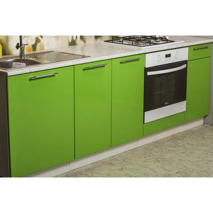 Кухня цвета эвкалипт в интерьере фото Кухонный гарнитур "Ректа", 2400 мм, цвет белый/эвкалипт купить недорого в Москве