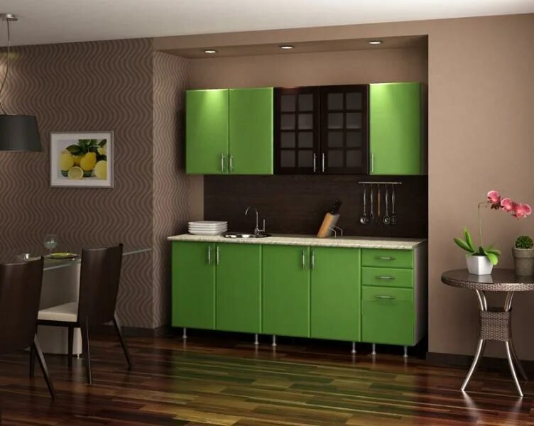 Кухня цвета эвкалипт в интерьере фото Кухонный гарнитур Изабелла МДФ 2м матовый белый/зеленая шагрень (Белый/Зеленый) 